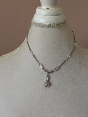 Authentic Swarovski Crystal Pendant Necklace & Stud Earring Set - Signed